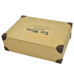 Caja de cuero marrón Kraft plegable de cartón reciclado para envío de vino