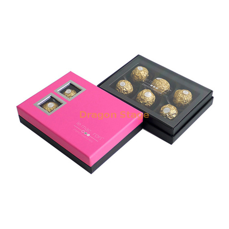 Venta al por mayor, barra de trufa transparente personalizada, caja de fresas cubierta de chocolate con tapa transparente, embalaje de exhibición de dulces