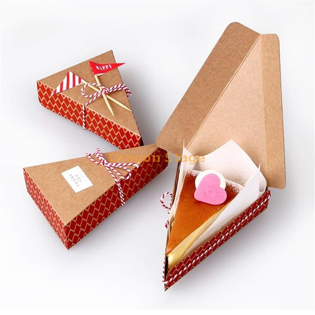 Cajas de papel de embalaje triangulares personalizadas caja de pastel blanca de Navidad a granel mini caja de rebanada de pastel de helado con tapa transparente