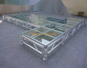 Estructura de escenario de vidrio de aluminio portátil para bodas 19.52x4.88m 0.6-1m de alto