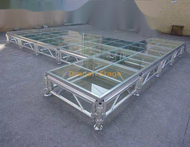 Estructura de escenario de cristal de aluminio portátil para bodas, 19,52x4,88m, 0,6-1m de altura