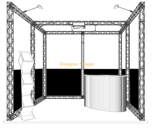 Stand de exhibición de feria comercial de aluminio plateado 3x3x2.5m