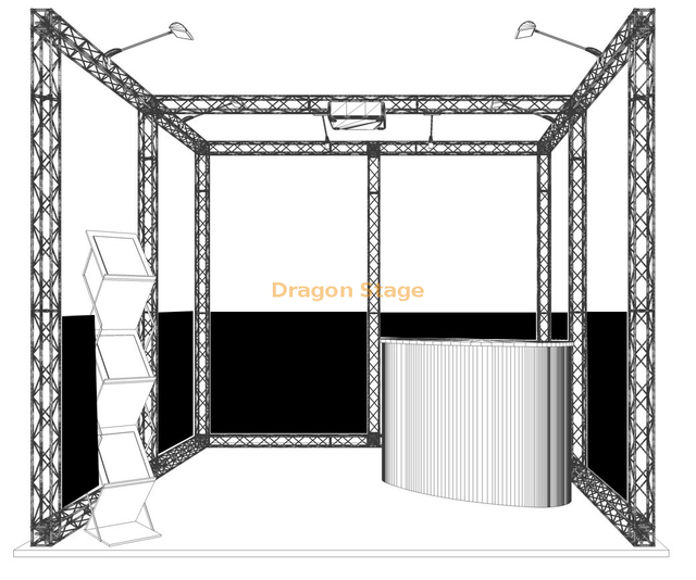 Stand de exposición de aluminio plateado para feria comercial con armazón de aluminio plateado 3x3x2,5m