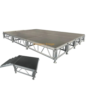  Plataforma de escenario de evento Modular portátil de concierto ajustable de montaje de aluminio 6,1x2,44 m de altura 0,6-1 m con 2 escaleras