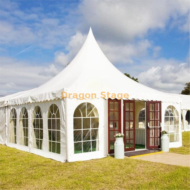 Carpa para fiesta de boda con dosel de pagoda de 6x6m con decoración y cortina