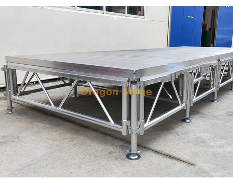 Plataforma de escenario portátil de madera contrachapada antideslizante para eventos 12x10m con 2 escaleras