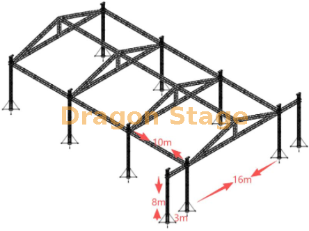 Sistema de armadura de techo para eventos de Oriente Medio 16x30x8m