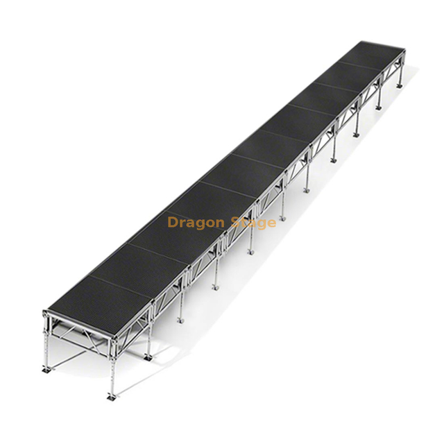 Escenario de pasarela móvil de aluminio profesional de 40' x 4' - Altura ajustable (0,4 m - 2 m)