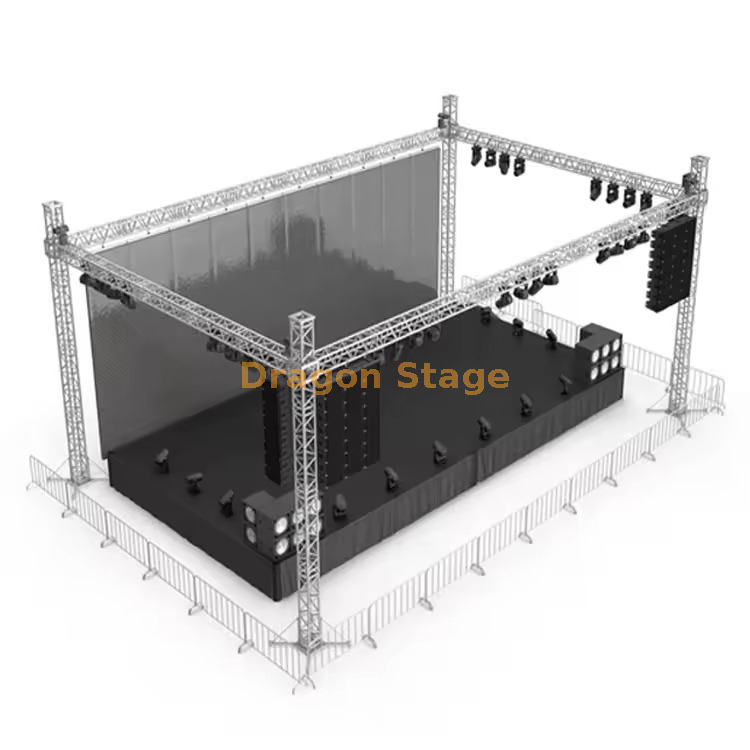 Sistema de armazón de escenario móvil de aluminio profesional de 12x9x8m con soporte integrado de iluminación y sonido