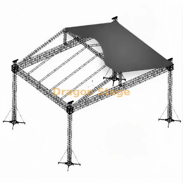 Sistema de armadura de techo inclinado de aluminio a gran escala: montaje para escenarios de conciertos al aire libre de 21 x 14 x 10 m