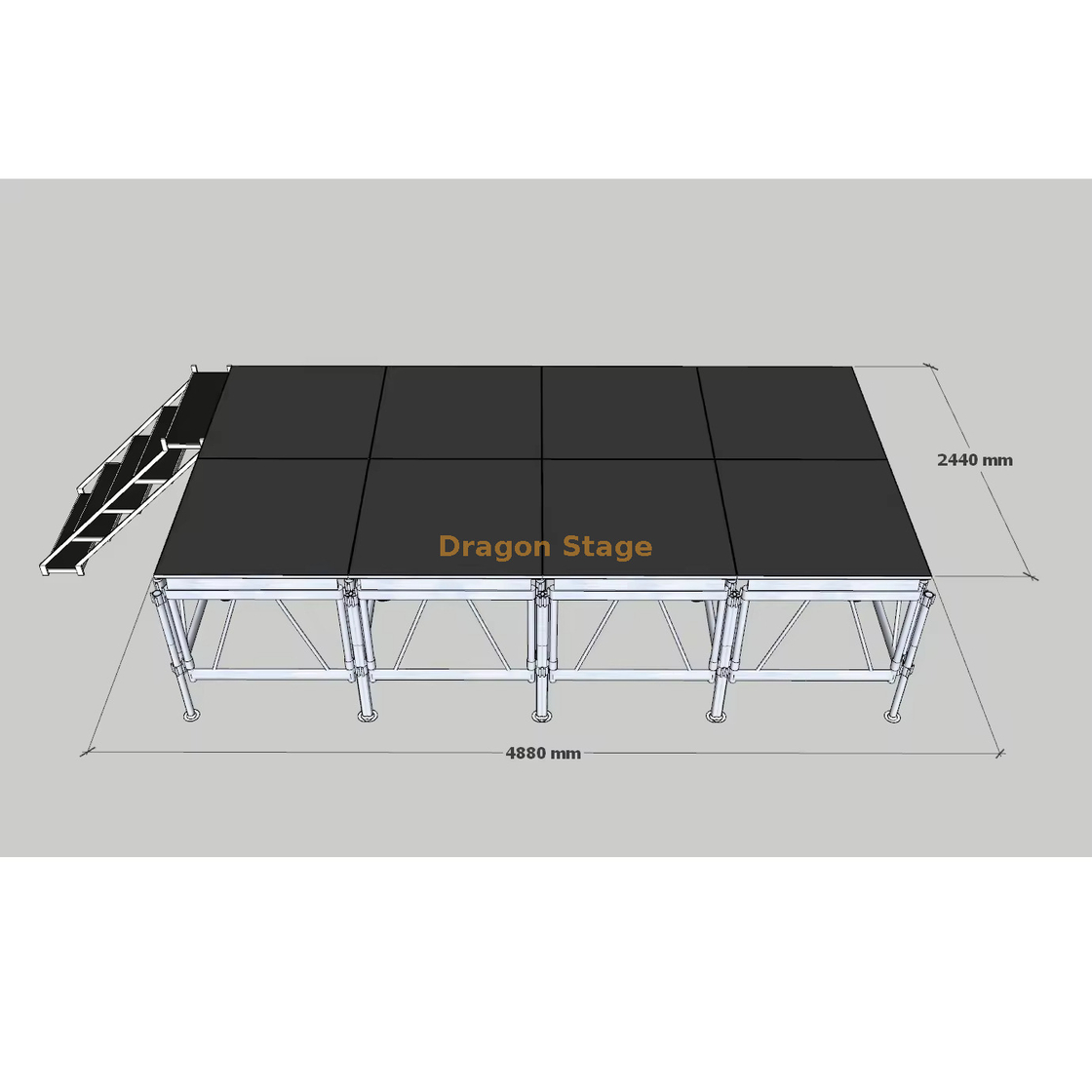 Aluminio al aire libre Concert Stage Podium para la venta 4.88x2.44m con 2 escaleras