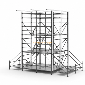 Torre de control FOH Ringlock híbrida de varios niveles de 4x4 m con techo de aluminio de una sola pendiente