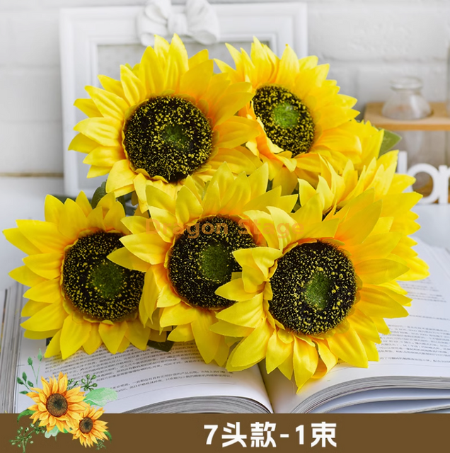 Simulación de girasol Simulación de girasol Adorno de flores Flower Flower Flower Engineering Flower Plastic 7 Sunfinlesas 1 paquete - Longitud 50 cm