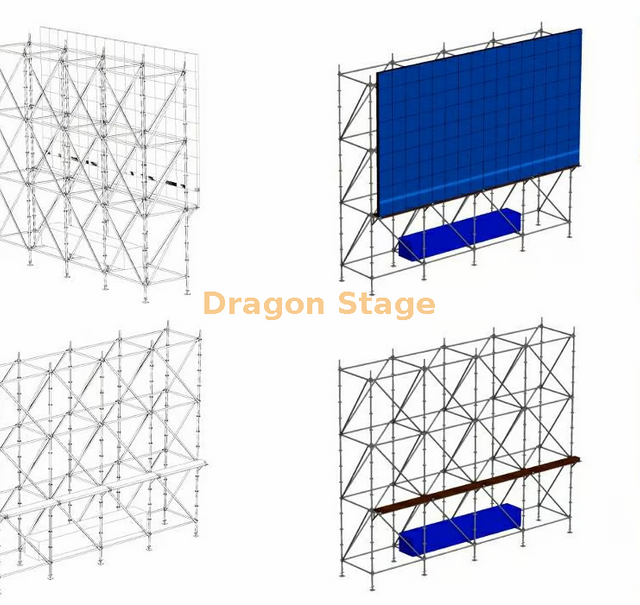 Pared de soporte de pantalla LED Ringlock modular de 8x1x6m con paletas LED para conciertos