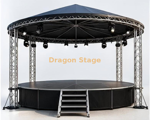 Escenario móvil de aluminio redondo de 4m de diámetro con techo para uso en bodas y eventos