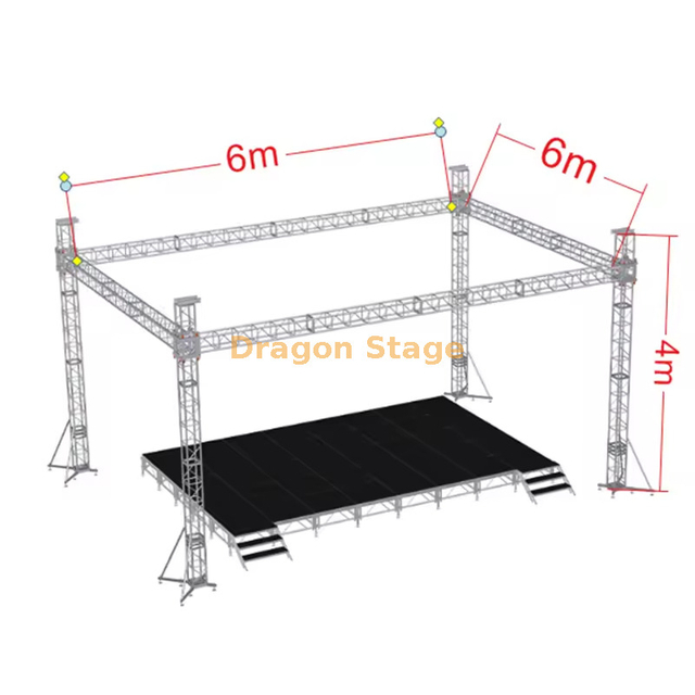 Silver Square Aluminium Concert Aluminium Sound Truss 6x6x4m