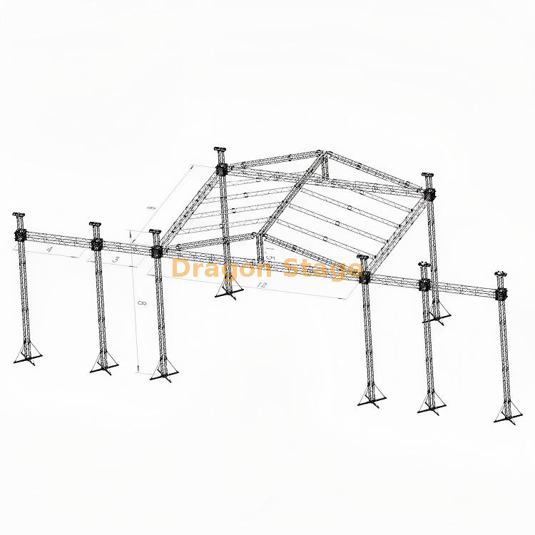 Sistema de armadura de techo con iluminación de aluminio profesional de 18x8x8m
