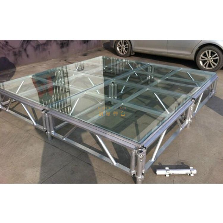 Cubierta de vidrio templado para escenario de aluminio: 7,32 x 4,88 m (0,4-0,8 m)