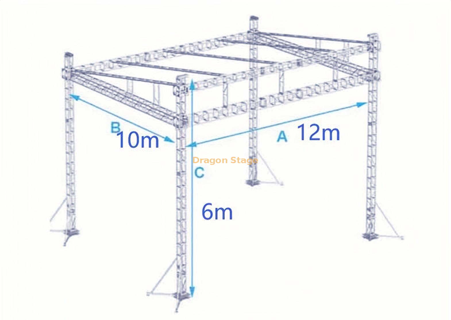 Estructura de techo plano de armazón portátil de aluminio Precio 12x10x6m