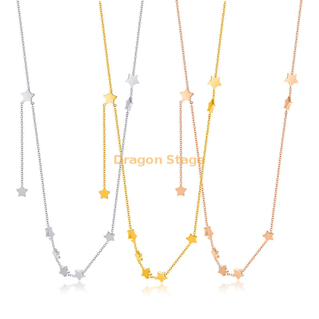 Venta al por mayor, joyería chapada en oro, collar personalizado de acero inoxidable con amuleto de la suerte personalizado para mujer