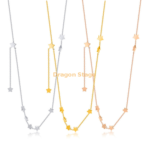 Venta al por mayor, joyería chapada en oro, collar personalizado de acero inoxidable con amuleto de la suerte personalizado para mujer