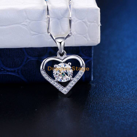 Venta al por mayor, joyería personalizada, delicado collar con colgante de corazón de Zirconia de plata de ley 925 para mujer
