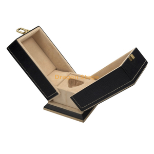 Caja de regalo de perfume por encargo de lujo de diseño CALIENTE Caja de cuero de madera de embalaje con cerradura dorada