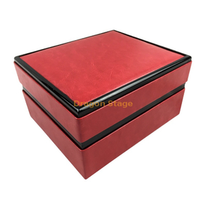 Caja de madera personalizada de fábrica de lujo de alta calidad con logotipo personalizado de cuero PU para mujer, caja de reloj roja
