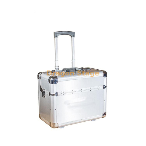 Caja de herramientas de transporte de aluminio ligera, caja de vuelo para eventos con carrito