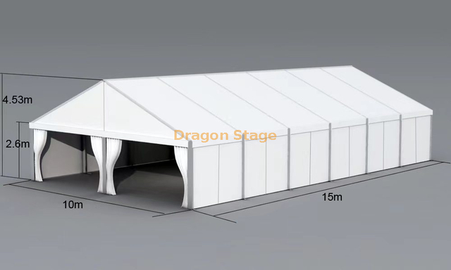 Carpa para eventos con estructura en A de 10 m de extensión y altura de 2,6 m