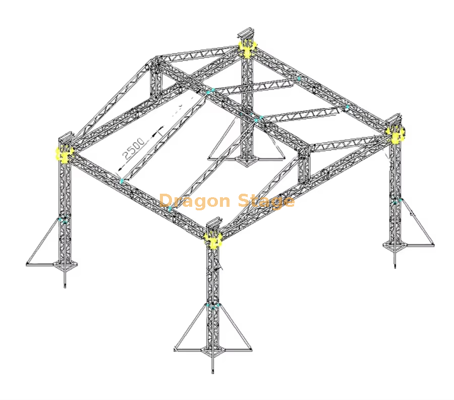 Sistema de armadura de techo mono de aluminio 13x13x8m