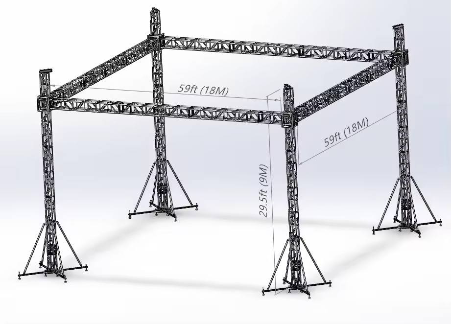 Sistema de truss de aluminio al aire libre de boda 18x18x9m