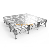 Plataforma de escenario de boda transparente de aluminio para exteriores, podio de cristal acrílico, plataforma de escenario de cristal de Catwork, 3,66x3,66m