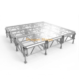 Plataforma de escenario de boda transparente de aluminio para exteriores, podio de cristal acrílico, plataforma de escenario de cristal de Catwork, 3,66x3,66m
