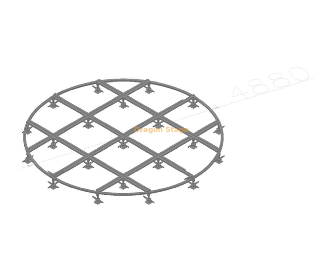 Plataforma de escenario redonda portátil de 4,88 m | Escenario móvil de aleación de aluminio de montaje rápido (altura ajustable)
