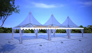 Carpa Pagoda de Aluminio de 6x12m | Carpa modular para eventos con techo de PVC (2 × 6 × 6 m combinados)