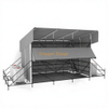 Cabina de control FOH híbrida Ringlock de 6x6 m con techo de aluminio de una sola pendiente