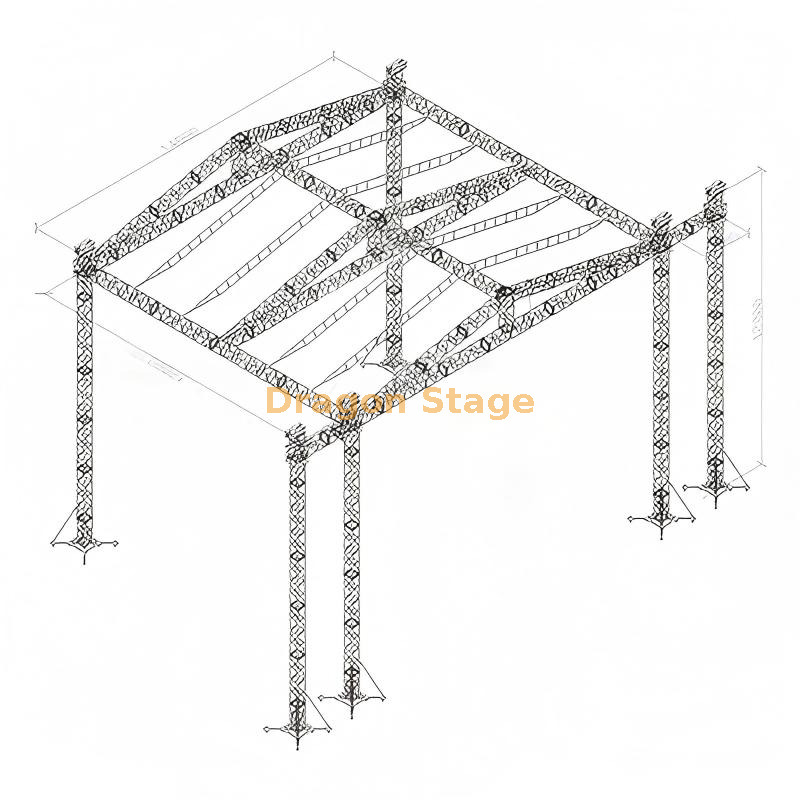 Sistema de armadura de escenario de techo en arco de aluminio profesional de 14x12x12m (altura de 12m) con alas PA de 2m