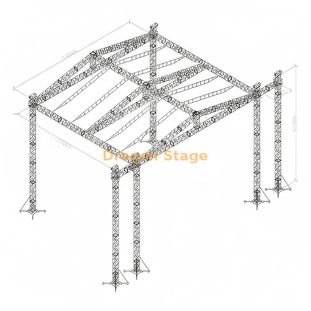 Sistema de armadura de escenario de techo en arco de aluminio profesional de 14x12x12m (altura de 12m) con alas PA de 2m