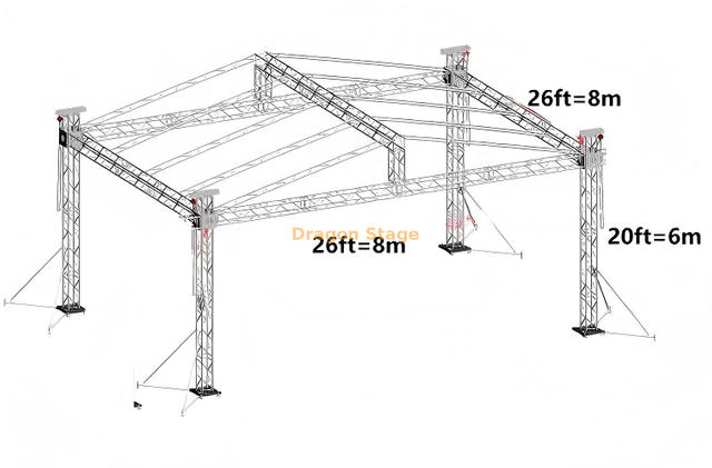 Estructura de armadura de techo cuadrado de iluminación de aluminio para el evento Parte 8x8x6m