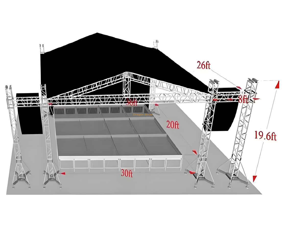 Sistema de techo de armadura de escenario al aire libre 11x8x6m