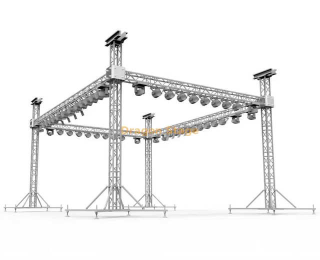 Stand de exposición de armadura de aluminio para sistema de iluminación portátil móvil para DJ 6x6x5m