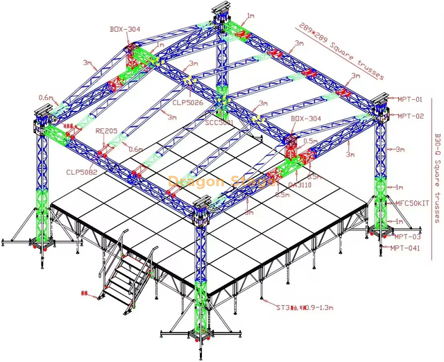 Estructura de armadura de techo inclinado para exteriores personalizada de 8x7x5m para conciertos y eventos