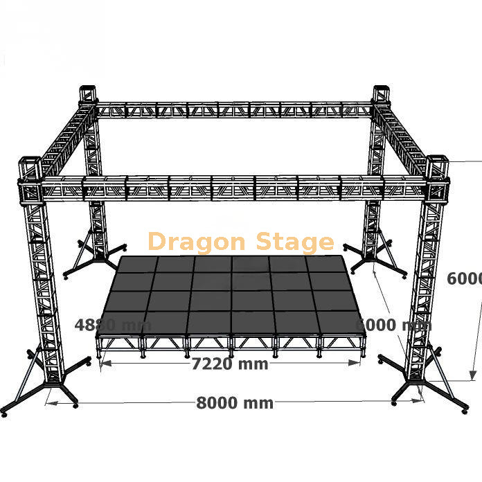 Escenario Layher con sistema Frame Truss 8x6x6m