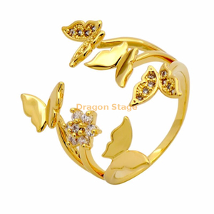 Últimos diseños de anillos de dedo de oro de Arabia Saudita de bajo precio de moda para niñas