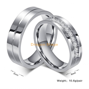 Venta al por mayor, anillo de pareja de bodas de compromiso de diamantes de oro blanco popular, anillo de compromiso de diamantes de banda