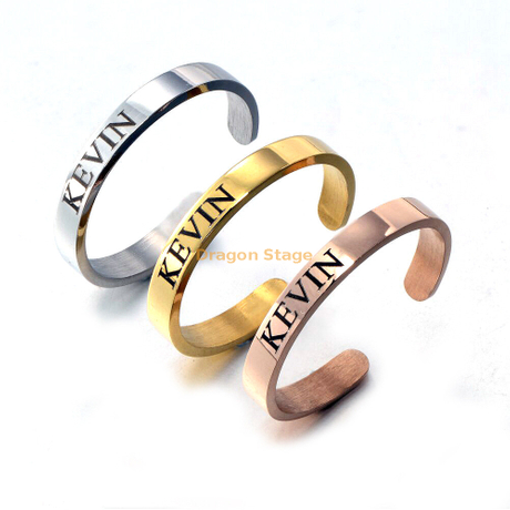 Anillos grabados 3d personalizados ajustables abiertos del acero inoxidable del puño del oro de Rose de los hombres de las mujeres de la moda al por mayor