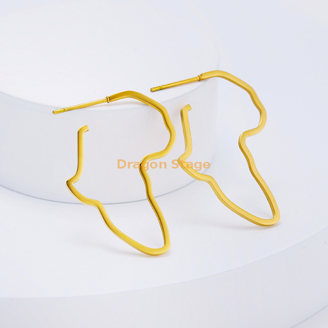 Venta al por mayor declaración aro exagerar personalizado acero inoxidable mujeres doble congo 11cm chica africano oro África mapa pendientes