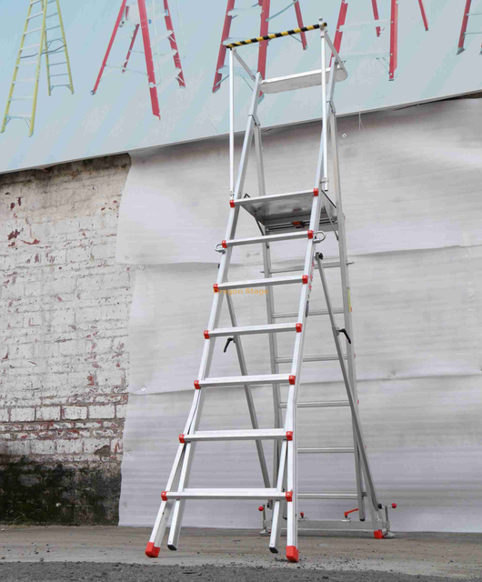 Escalera de torre escalonada de aluminio para uso en fábrica