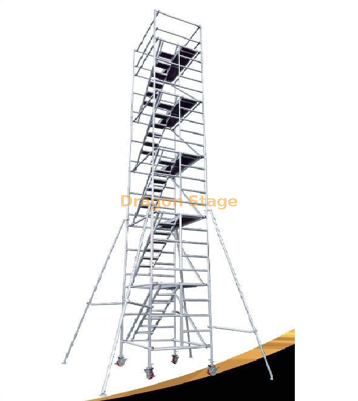 Andamio doble de tablero de aluminio de 1,35x2x12,67 m con escalera de 45 grados